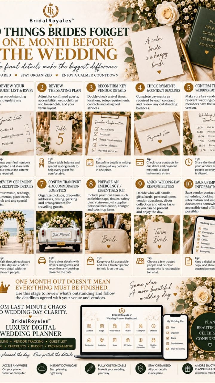 One month before your wedding? These are the details you don