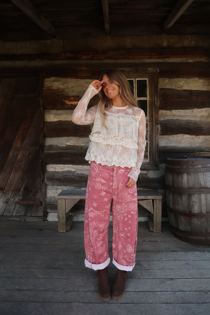 Introducing the sienna ranger Bandana Barrel Jeans—your new 