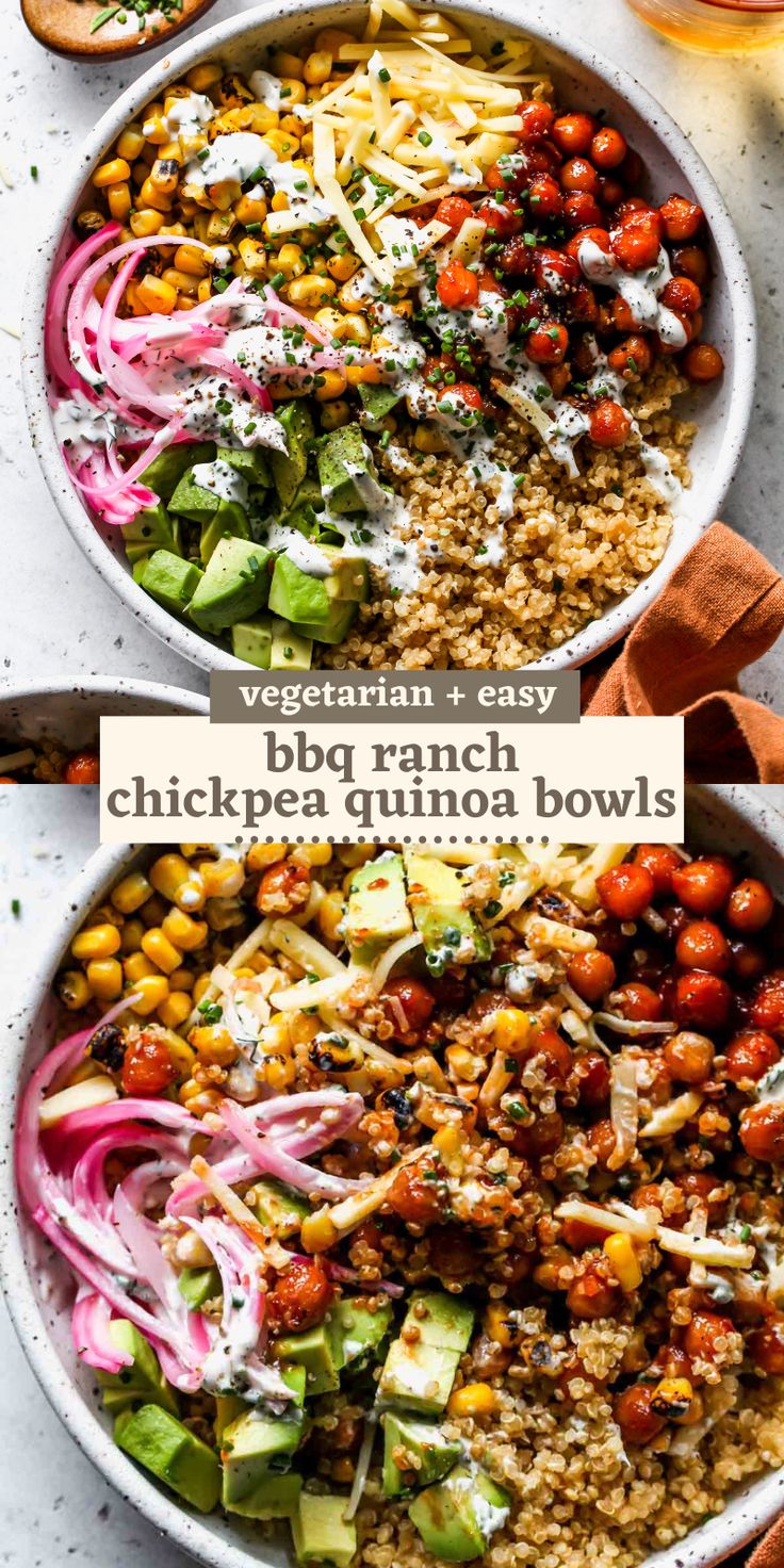 BBQ Ranch Chickpea Quinoa Bowls are perfect for make-ahead l