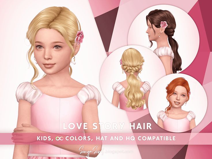 SONYASIMS - LOVE STORY HAIR KIDS (WITH BANGS) - The Sims 4 C