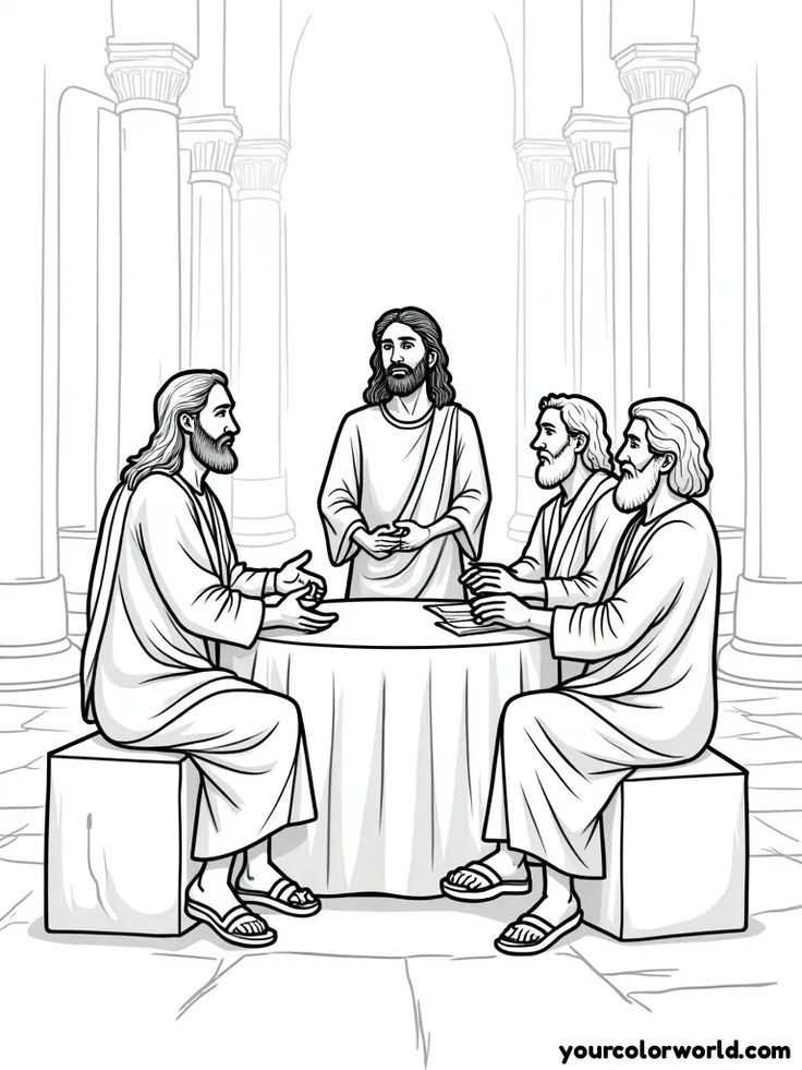 Capture the serene scene of Jesus Christ in the temple, enga
