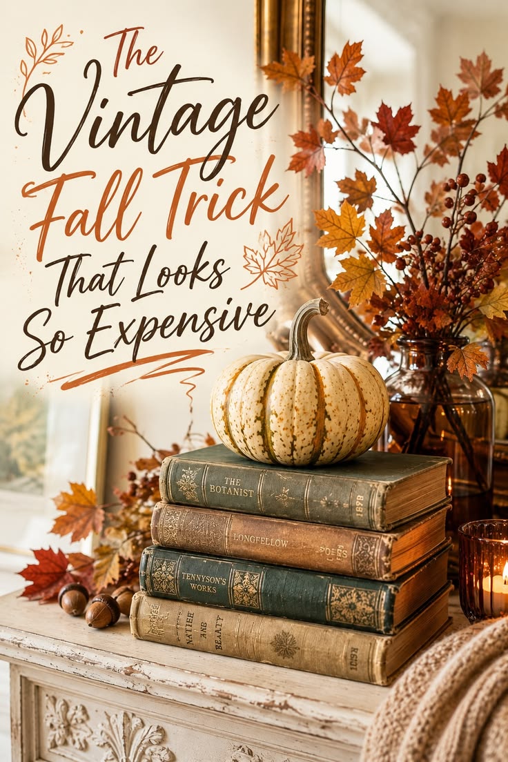 Turn a simple stack of antique books and an heirloom pumpkin