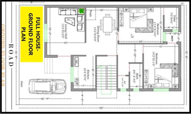 31 Feet by 52 Modern House Ground Floor Plan | Acha Homes