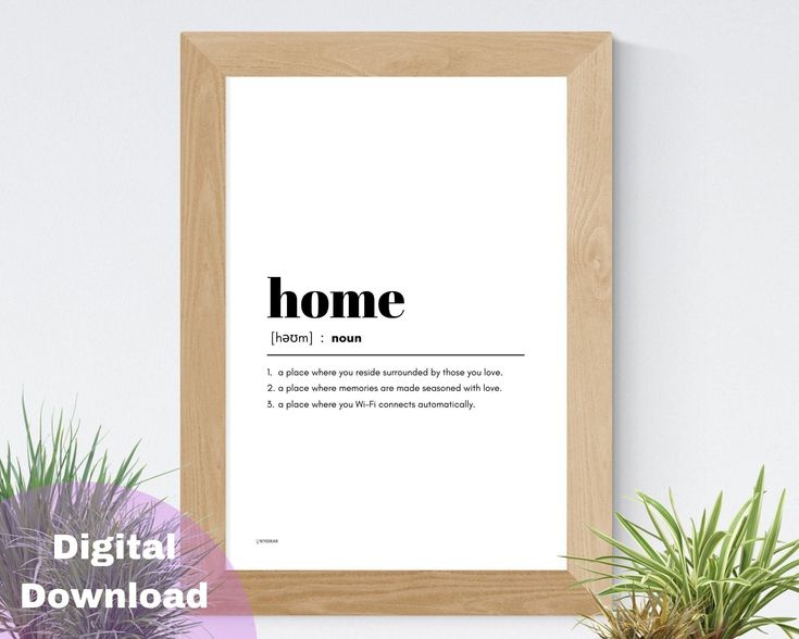 Home definition, Printable Art, Home Definition Print, Wall 