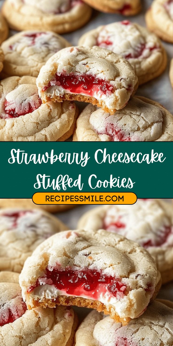 These Strawberry Cheesecake Stuffed Cookies are soft, fruity