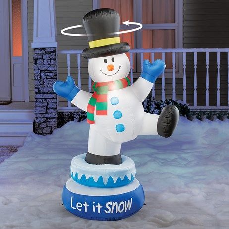 5-Foot Rotating Inflatable Snowman Yard Ornament | Collectio