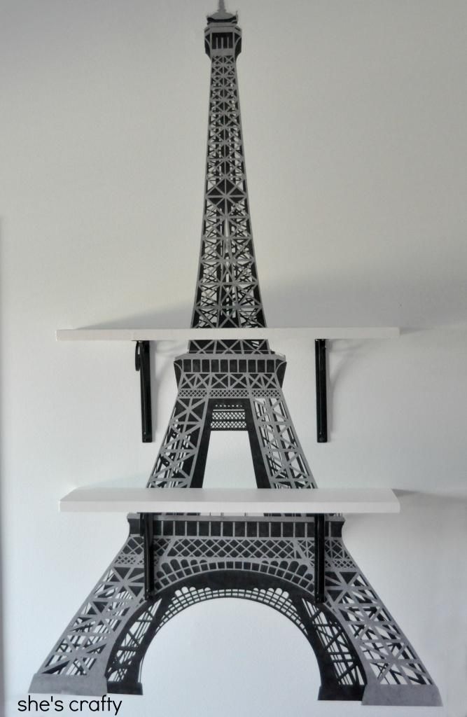 She's Crafty used our Eiffel Tower wall decal to decorate he