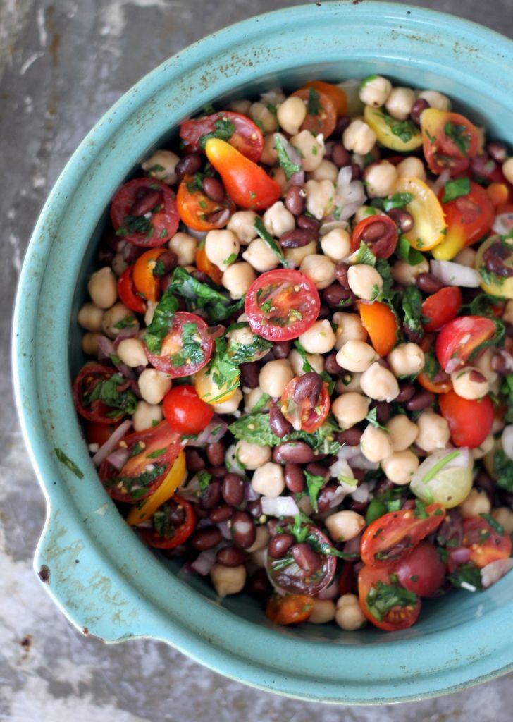 A healthy middle-eastern inspired salad with black beans and