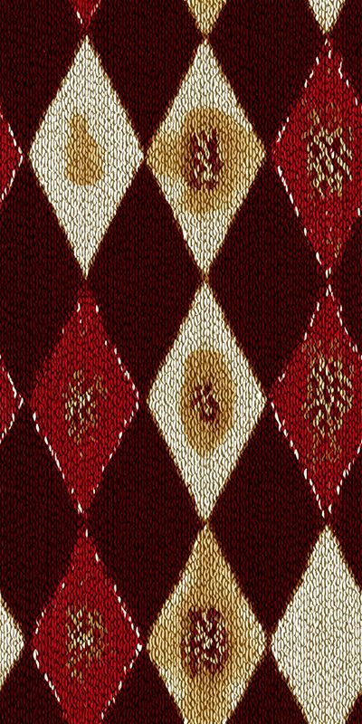 Traditional argyle knit pattern, burgundy and camel diamonds