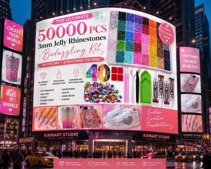 Bedazzled designs are an easy way to add color, texture, and