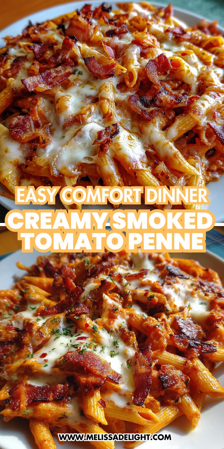 Tender penne tossed in a silky tomato cream sauce with smoky