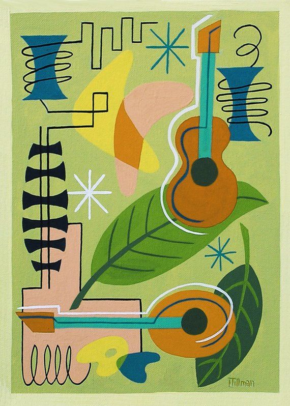 Mid Century Modern Eames Retro Print from Original Painting 