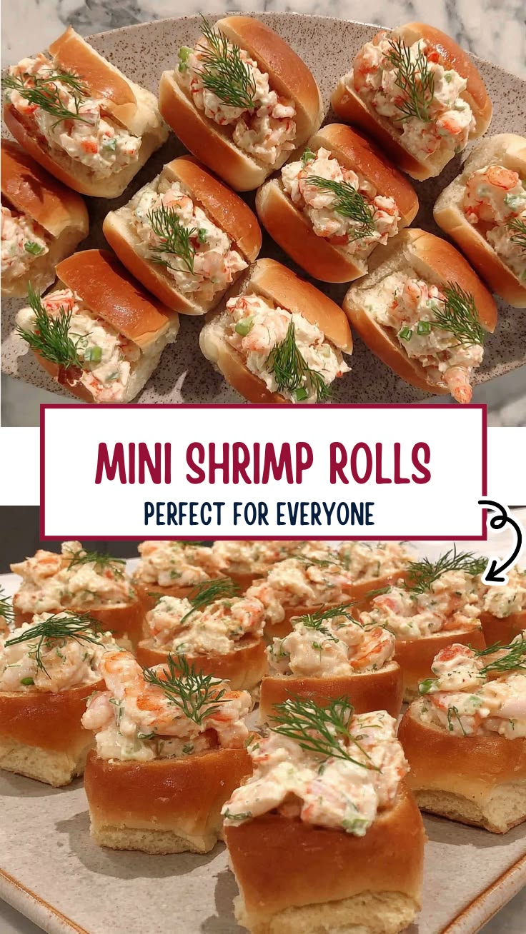 Mini shrimp rolls made with tender shrimp and a light creamy