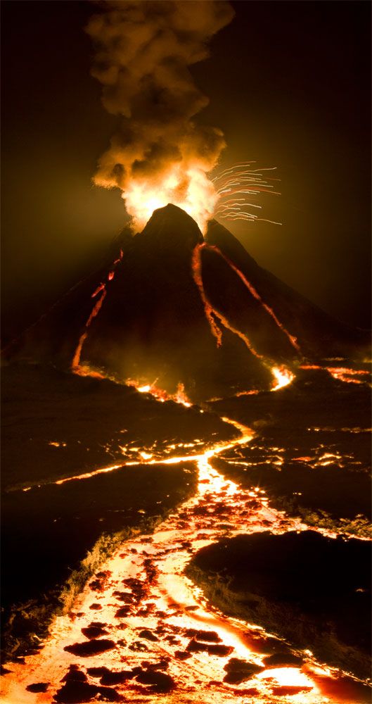 Volcano, Fire Lit Lava
