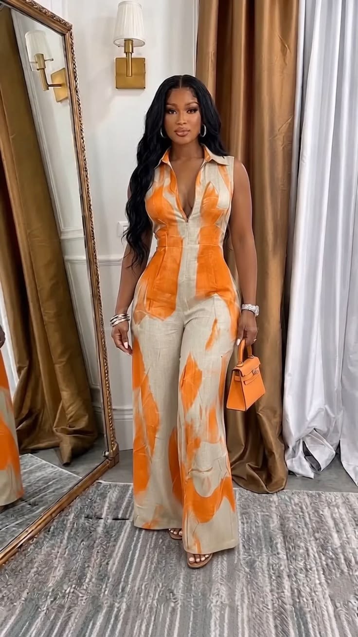 Sleeveless Abstract Print Wide Leg Linen Casual Jumpsuit-Gre