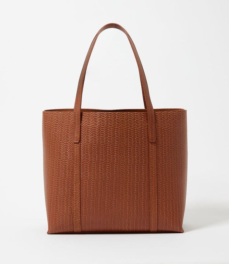Tan Embossed Leather Tote | Karen Kane