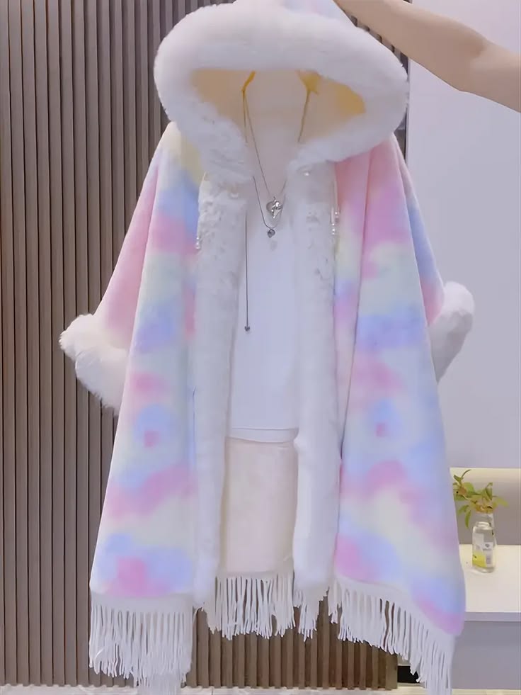 a stylish colorful gradient tie dye cape cardigan women - Te