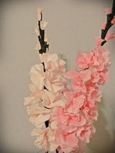 Gladiolis made from coffee filters. Instructions for many co