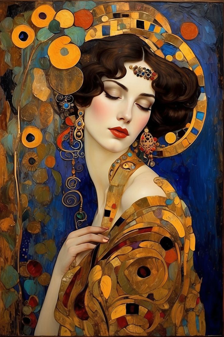 Painting woman without time in Gustav Klimt Style  Enjoy  ht