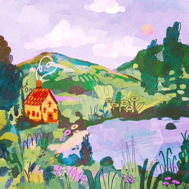 Jessica Elena: "Landscape time!! #art #illustration" — Blues