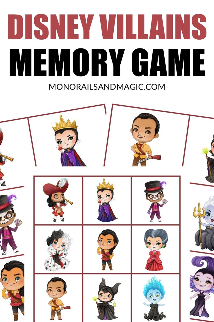 Disney Villains Memory Game Free Printable - Monorails and M