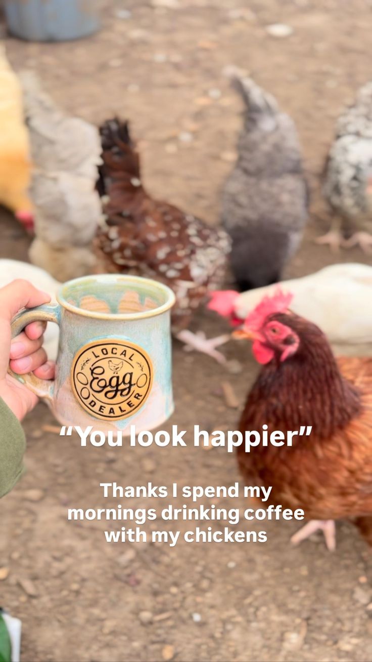 Happy chickens 

This beautiful mug can be found at @faeble.