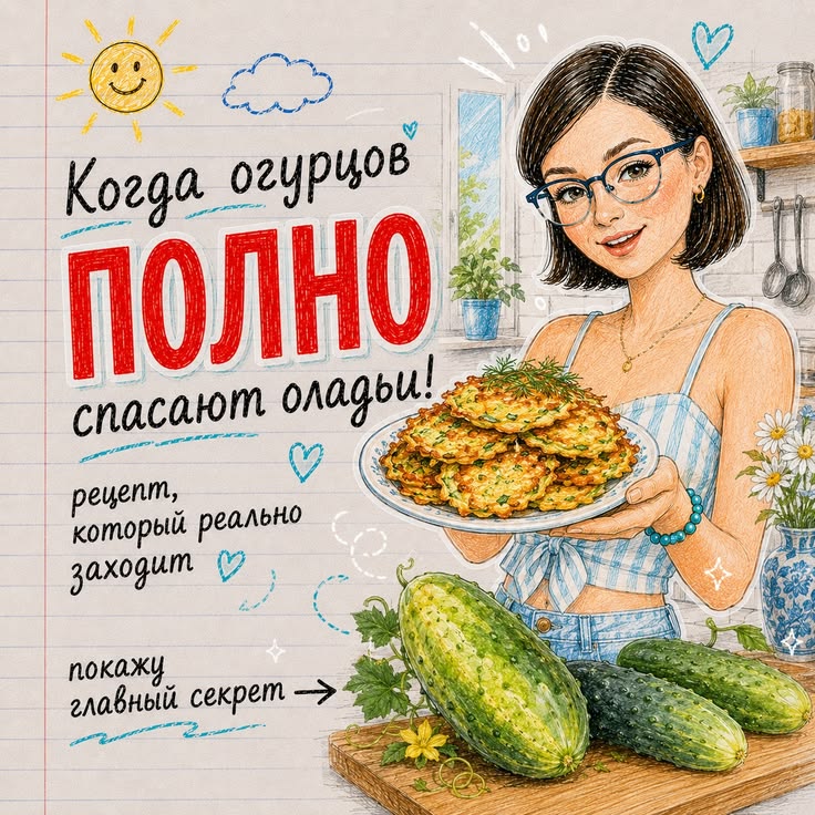 Лучший рецепт из всех, что я перерыла — оладьи из огурцов.

