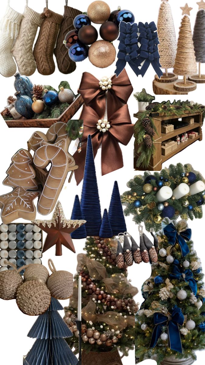 Inspiración para decorar azul y marrón esta navidad