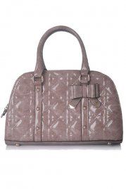 Grey Solid Studded Bow Argyle Zipper Tote Bag