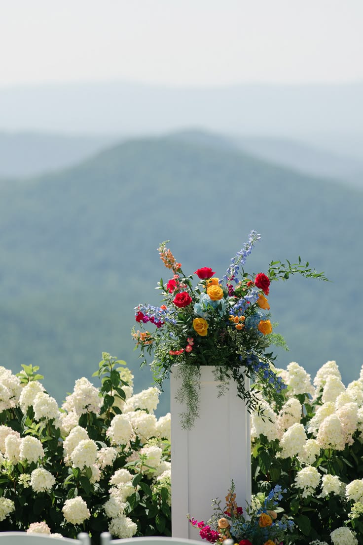 Mountain wedding, minus the expected rustic details. This co