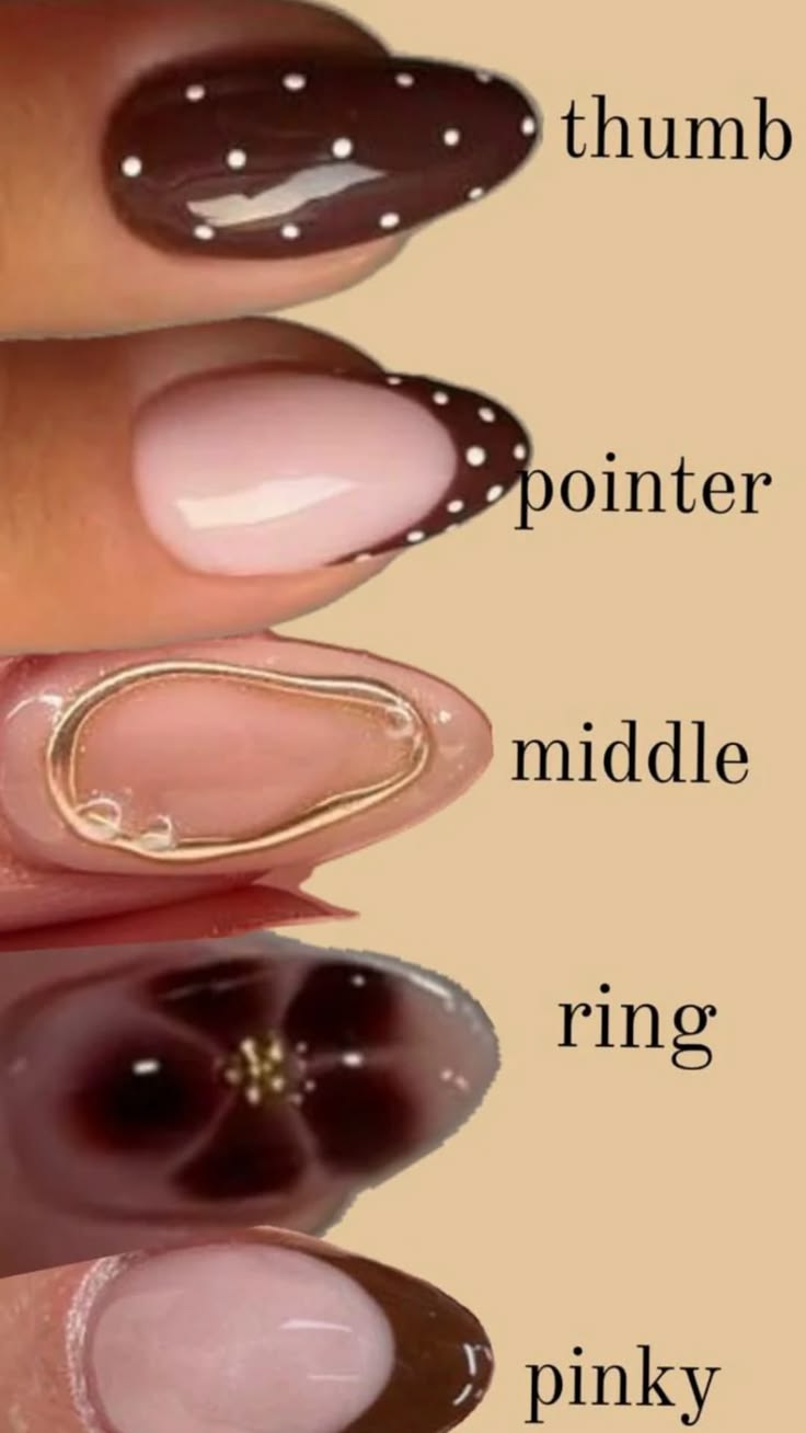 This brown Beige Elegant Almond Floral Motif is the manicure