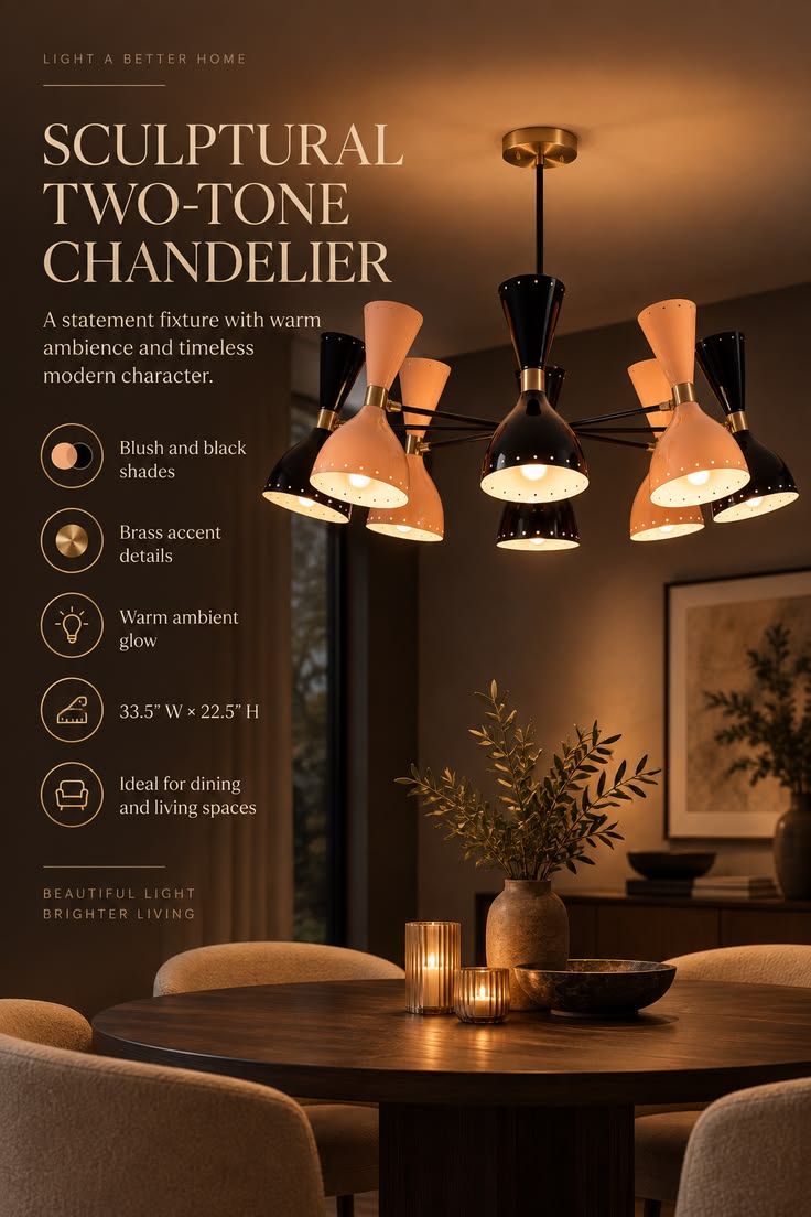 A playful mid-century inspired chandelier featuring multiple