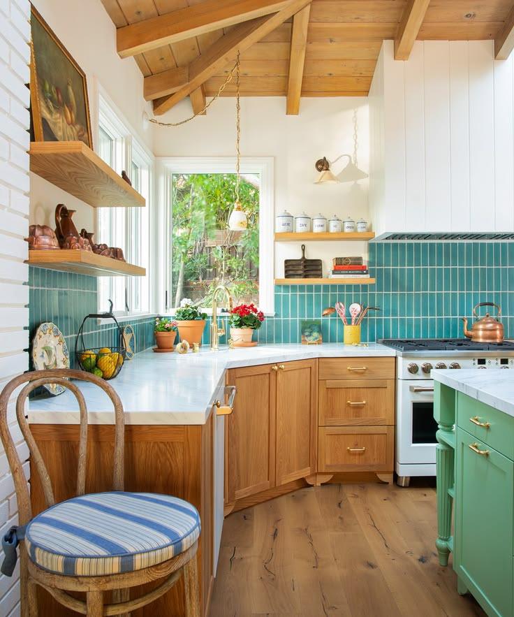 colorful midcentury kitchen - Google Search