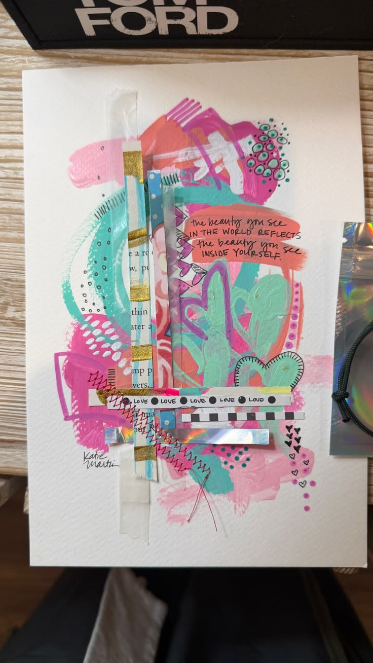 A peek at the Love, Mom Mail Club art print. Handmade, color