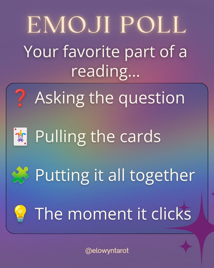 Your favorite part of a reading…

❓ Asking the question
🃏 Pu