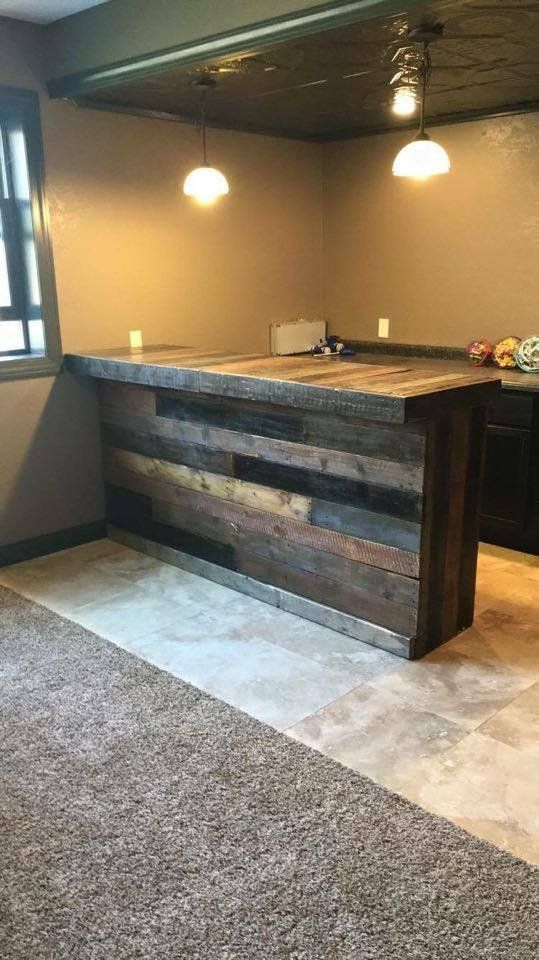 This bar is 84 long, 24 deep, and 42 high. It has been stain