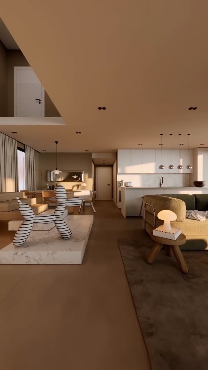 Loving the warm, inviting feel of this open-plan apartment w