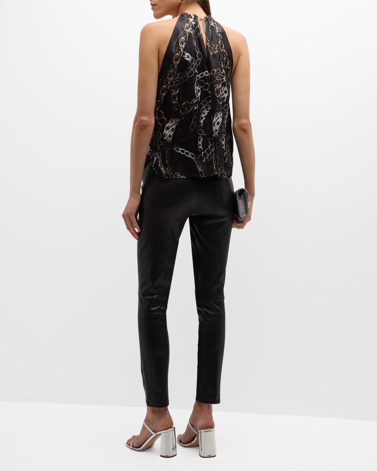 L'Agence Tillie Chain-Neck Scarf Top | Neiman Marcus