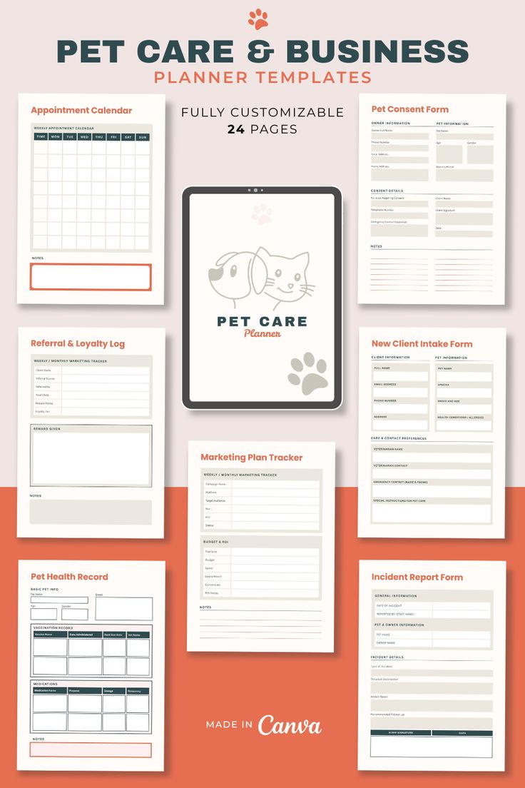Pet Care Business Planner Templates#payroll #petsitter #dogw