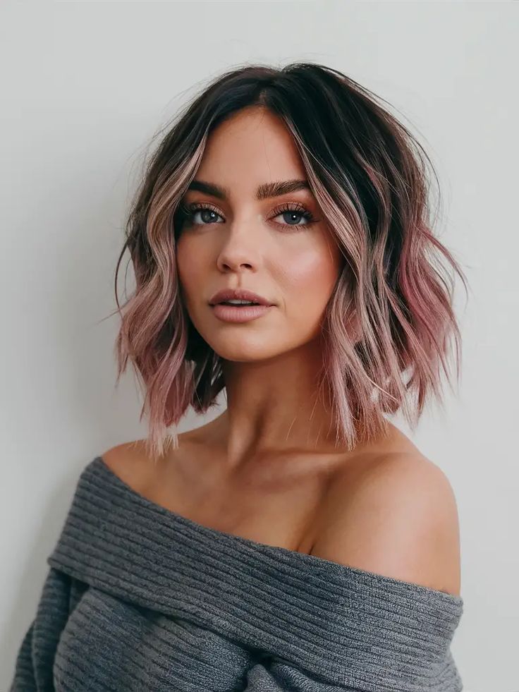 For a modern twist, this short bob features lavender tones b