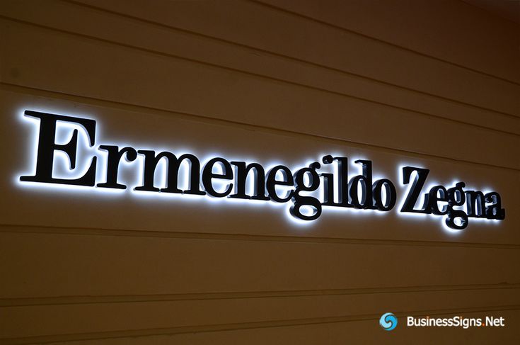 Individual LED backlit signs. Painted fabricated 304 stainle