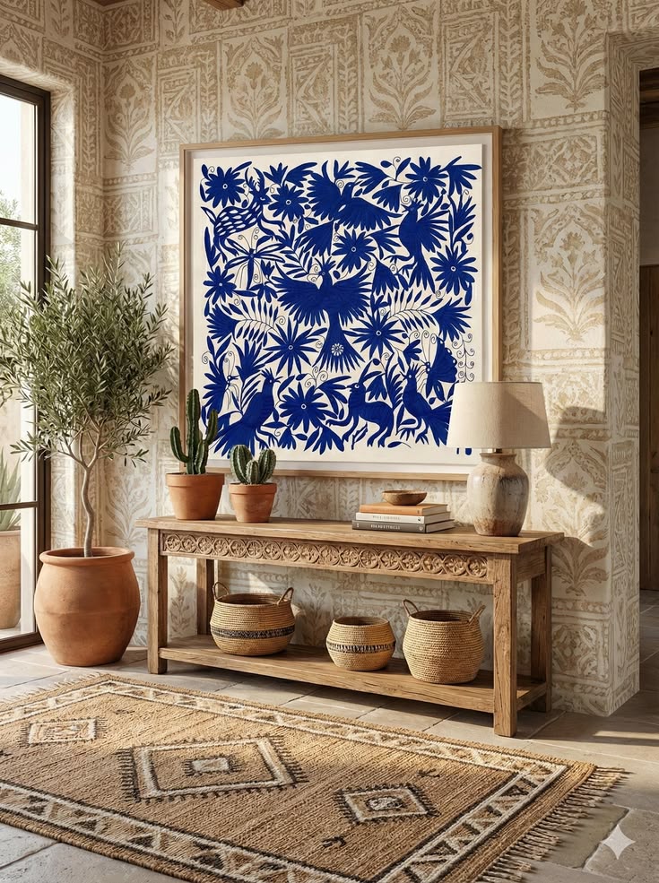 Cobalt Blue Otomi Wall Decor | Sueño de Añil (Indigo Dream)H