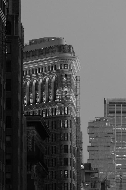 Monochromatic study of historic New York City architecture a