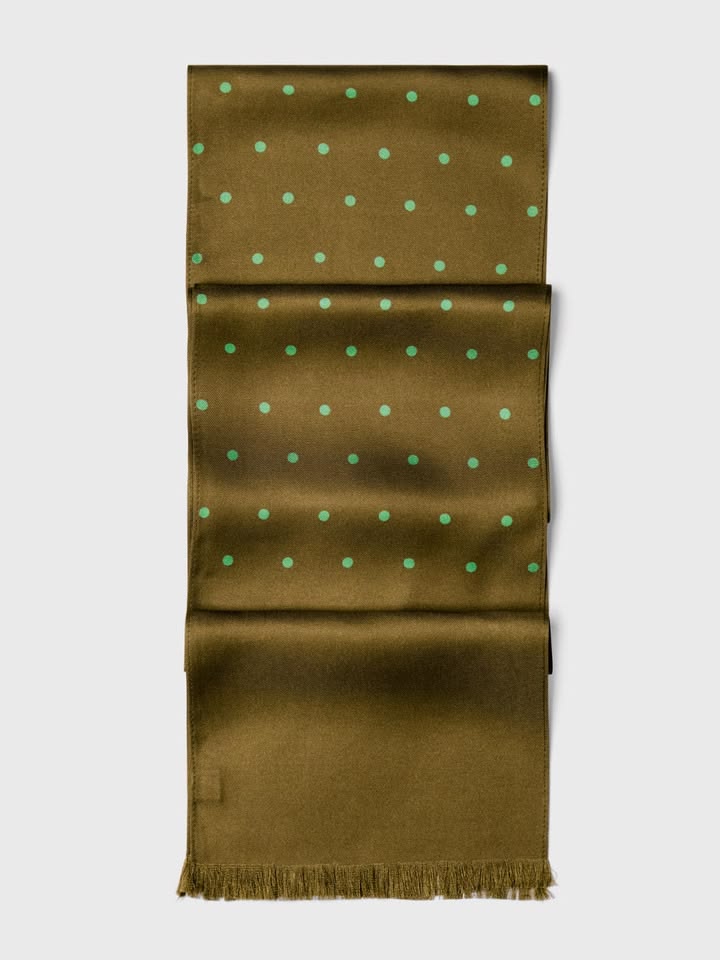 Bronze & Green Polka Dot Silk Scarf | Peter Christian