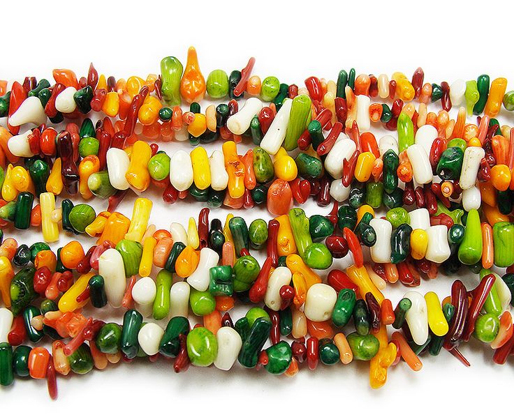 Multi color large coral chips (3x10mm, 15.5 inch strand)