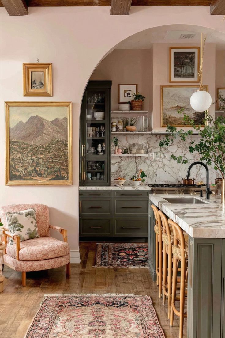 Embrace the warmth of pale pink walls introducing a surprisi