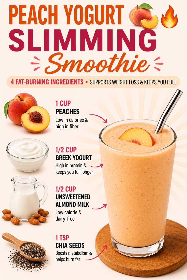Peach Yogurt Slimming Smoothie  This creamy peach smoothie i
