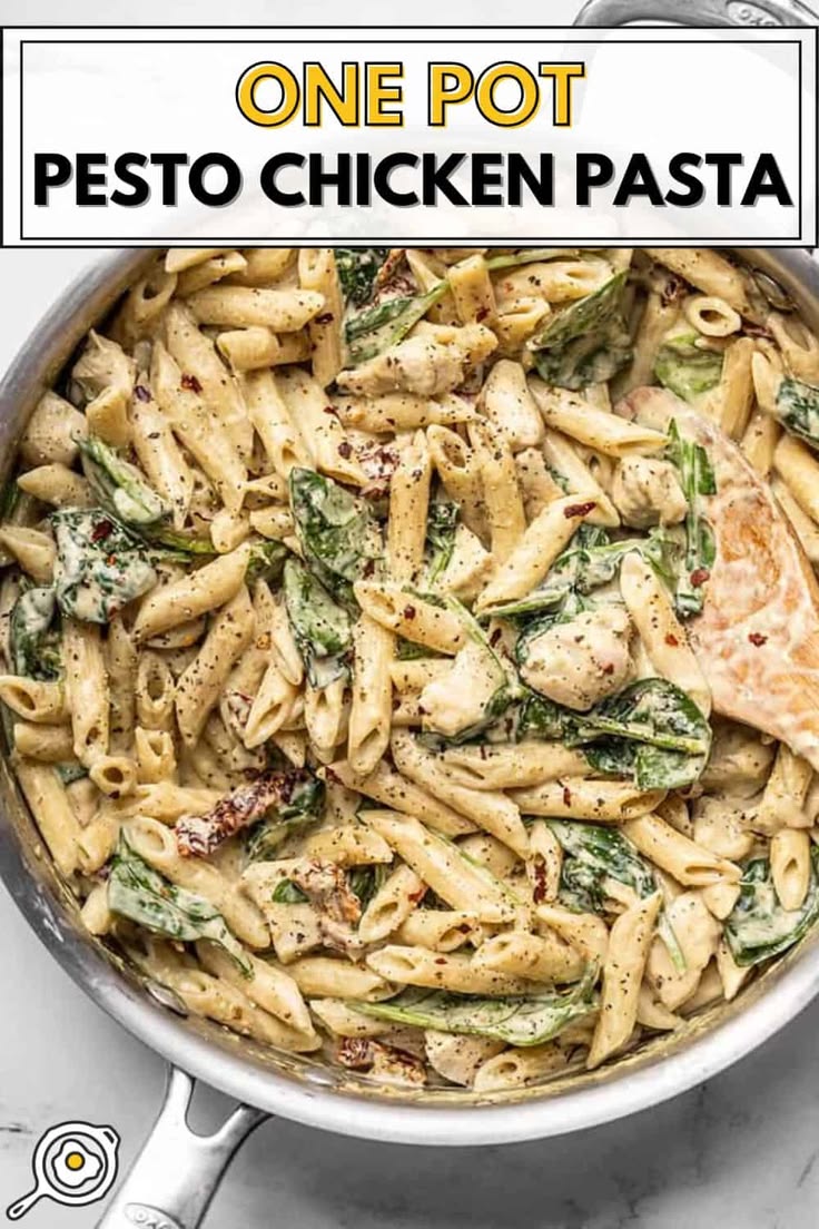 This super lush and Creamy Pesto Chicken Pasta is perfect fo