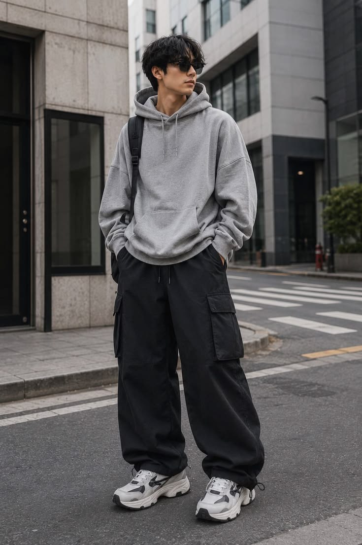 Master effortless street style with this oversized grey hood