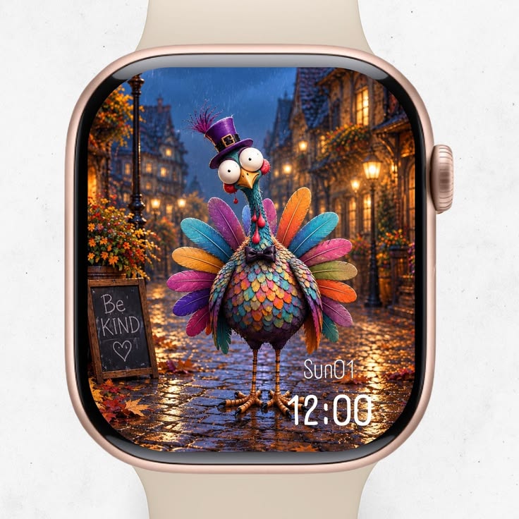 Funny Turkey Apple Watch Wallpaper, Thanksgiving Watch Face,